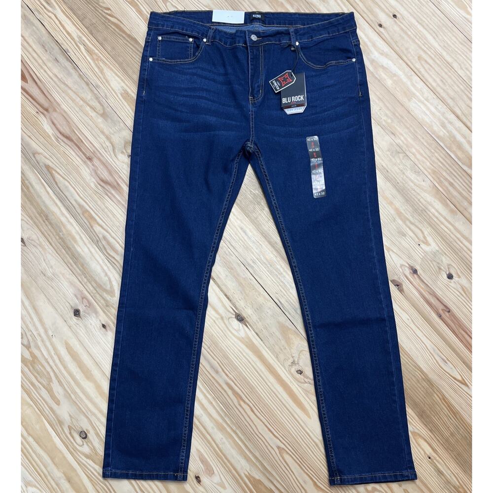 Blu Rock Men's Flex 4-Way Stretch Slim Fit Jeans Medium Wash Size 42x32 NWT